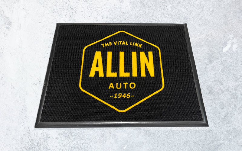 Yellow and black logo mat perfect for heavy foot traffic.