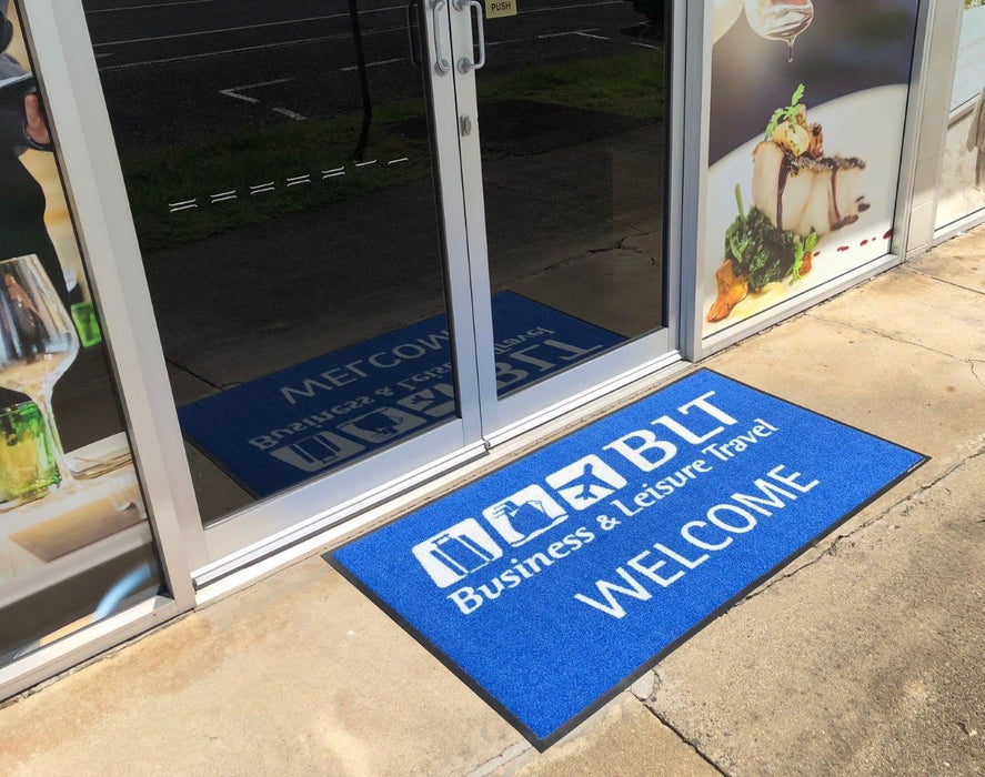 Insitu product image of PrintScraper Logo Mat at travel business entrance