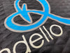 Close up image of a logo printed on the diamond design anti-fatigue material