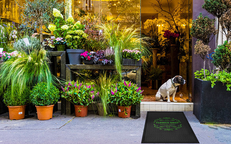 Insitu image of the rubber scraper logo mat used for retail.