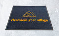 Denim and yellow logo mat perfect for retail