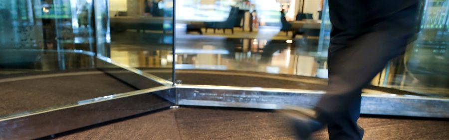 Entrance matting at the doors of a busy commercial foyer